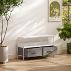 Meuble TV, meuble télé pour téléviseur jusqu'à 47 pouces avec 2 tiroirs et pieds en acier, 98 x 29 x 56 cm, gris clair-1