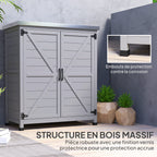 Armoire de jardin en Bois Extérieur, armoire de rangement de Jardin avec Plan de Travail acier galvanisé 79x43x92cm gris-6
