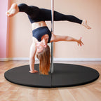 Tapis de pole dance pliable pole dance mat Ø 150 cm épaisseur 5 cm revêtement plastique noir-1