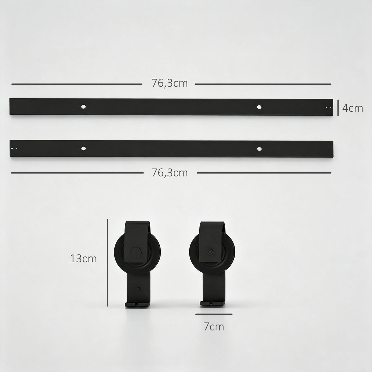 152,5 CM Quincaillerie de porte coulissante pliante kit de rails de porte de grange coulissante en acier pour 2 portes-2