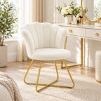 Fauteuil coquillage chaise coiffeuse fauteuil en velours fauteuil de salon avec pieds en acier 69 x 64 x 80 cm crème-9