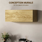 Armoire murale de salle de bain, meuble de rangement suspendu avec porte à charnières, 80 x 25 x 30 cm, bois naturel-3