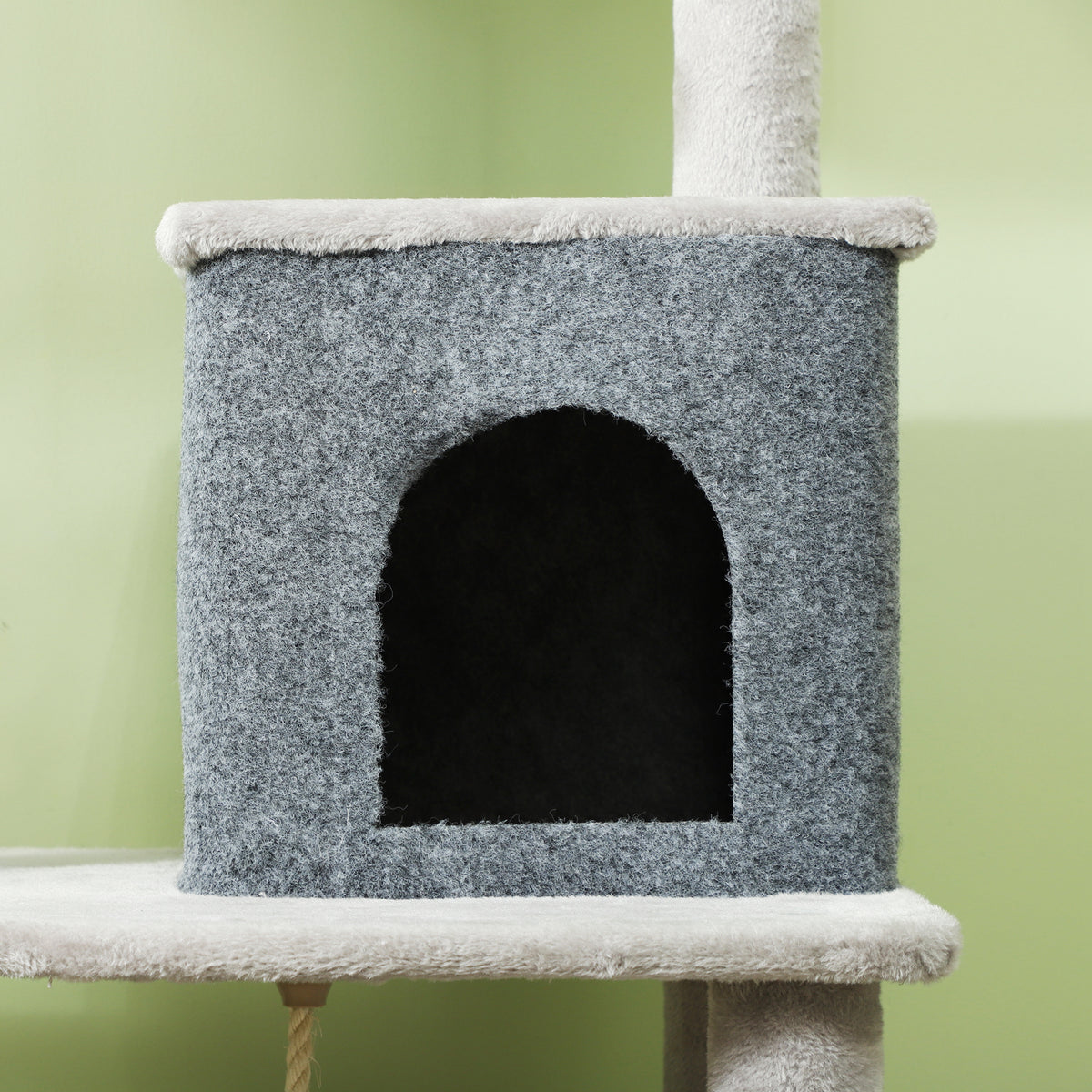 Arbre à Chat Tour de Jeux pour Chats Centre d'Activités avec Poteaux à Griffer en Sisal Niche Hauteur 132 cm Gris-7