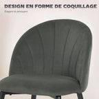 Lot de 2 chaises de salle à manger, chaises de cuisine rembourrées sans accoudoirs, pieds en acier, 52x55x79cm, gris-3