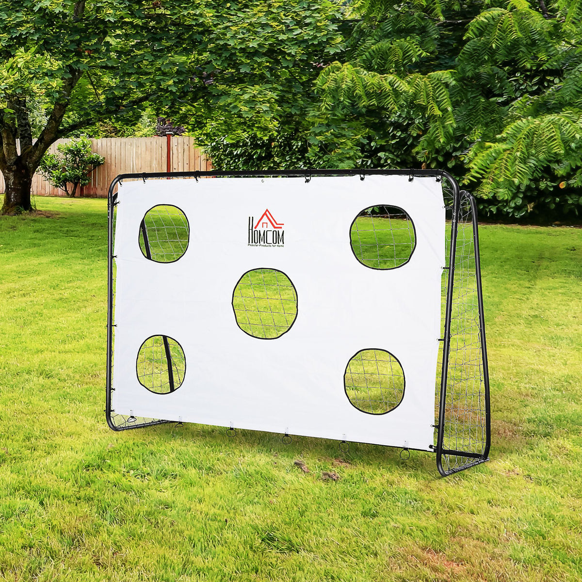 But de football 2 en 1 avec cible de tir, cage de foot exterieur avec 5 cible pour entraînement, 240 x 88 x 174 cm blanc-1