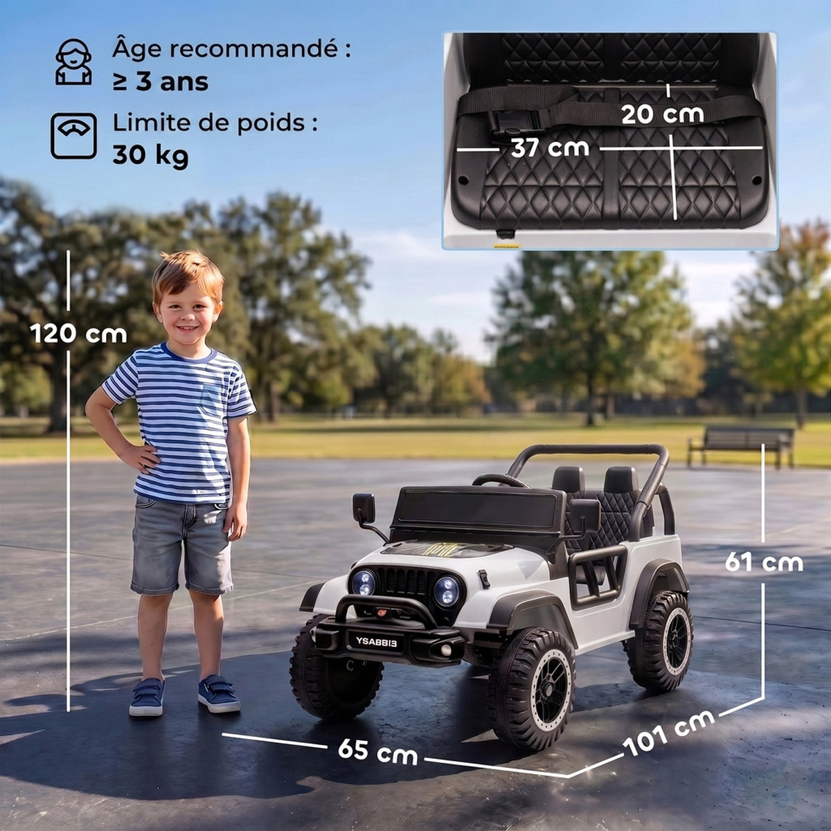 Voiture Électrique Enfants 12V, Buggy Électrique Enfants, 2 Moteurs, Télécommande 2,4G, Batterie Lithium, Blanc-2