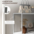 Table console en acier 2 étagères design moderne pour salon entrée couloir 100 x 30 x 87 cm blanc-5