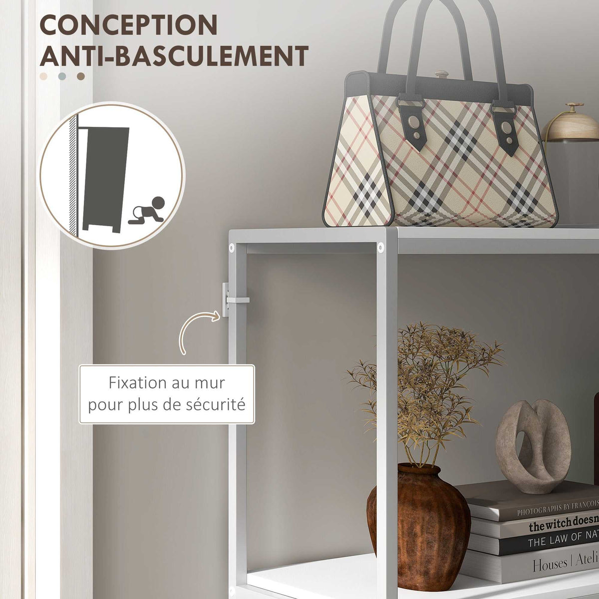 Table console en acier 2 étagères design moderne pour salon entrée couloir 100 x 30 x 87 cm blanc-5