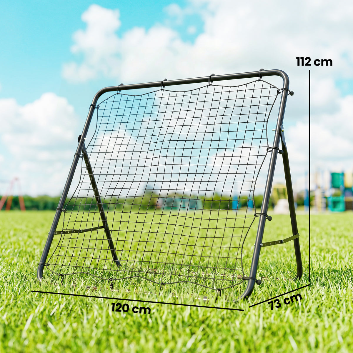 Filet de Rebond Pliable Réglable à 5 Angles avec 24 Cordes Élastiques Filet pour Football, Acier, 120x73x112cm, Noir-2