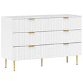 Commode 6 tiroirs commode chambre meuble de rangement moderne avec poignées et pieds dorés, 120 x 40 x 76,5 cm, blanc-0