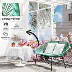 Banquette banc de jardin 2 places en acier et cordage en résine avec 2 coussins - dim. 132L x 72l x 83H cm - vert foncé-4
