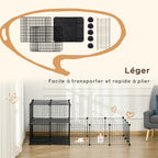 Parc enclos modulable DIY, 2 niveaux, enclos pour petits animaux, hamsters, lapins, cochon d'inde, panneaux grillagés, 45 panneaux, 175 x 105 x 70 cm, noir-6