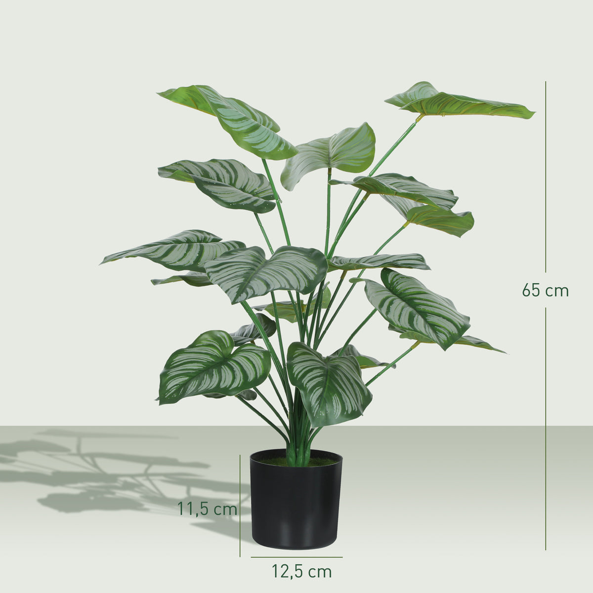 Lot de 2 plantes artificielles intérieures 65 cm, arbre artificiel avec pot en plastique et flocage, vert-2
