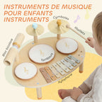 Jeux de Tambours pour Bébé, Tambour bébé avec Xylophone pour Tout-Petits, Instruments de Musique en Bois, Naturel-3