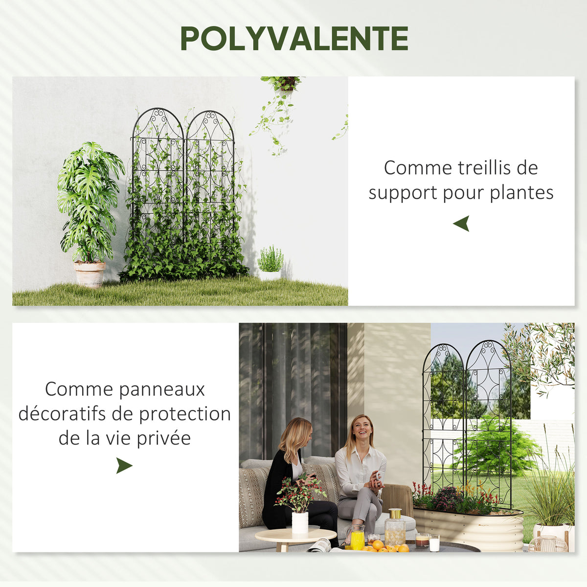 Support pour plantes grimpantes avec motif lot de 2 treillis de jardin pour vigne fleurs légumes métal 50 x 150 cm noir-5