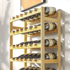 Casier à bouteilles, porte-bouteille en bois à 7 niveaux pour 42 bouteilles, 63 x 25 x 102cm, naturel-6