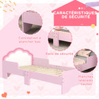 Lit pour enfants de 3 à 6 ans 143 x 74 x 55 cm design nuage sommier à lattes inclus chambre moderne rose-4