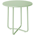 Table Basse Extérieure avec Bord Enroulé, Base en X avec Pieds Réglables en Hauteur, pour Salon Terrasse, Ø48x51cm, Vert-0