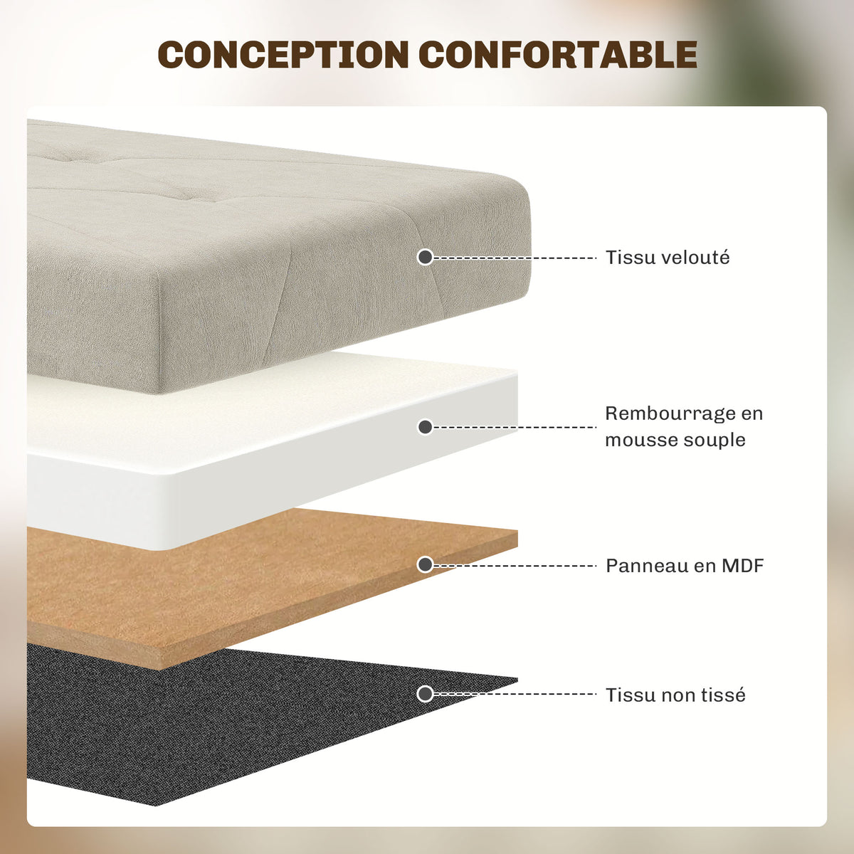 Banc de rangement bout de lit pliable volume 67 L capacité de charge 120 kg avec couvercle 76L x 38l x 38H cm crème-4