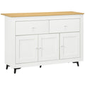 Buffet cuisine avec 2 tiroirs 3 portes et étagère réglable, pour cuisine, salle à manger, salon, 117 x 35 x 80 cm, blanc-0