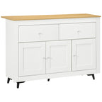 Buffet cuisine avec 2 tiroirs 3 portes et étagère réglable, pour cuisine, salle à manger, salon, 117 x 35 x 80 cm, blanc-0