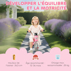 Draisienne bébé 1-3 ans jusqu'à 20 kg, vélo enfants sans pédale, 3 roues silencieuses, 69 x 40 x 49 cm, rose-3