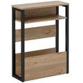 Table d'appoint table de chevet avec étagère à deux niveaux coins arrondis 46l x 18P x 58,5H cm noyer-0