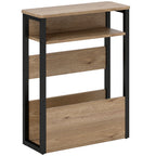 Table d'appoint table de chevet avec étagère à deux niveaux coins arrondis 46l x 18P x 58,5H cm noyer-0