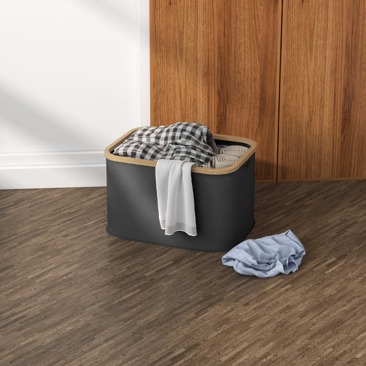 Panier à linge pliable 36 L corbeille linge sale avec poignées rainurées pour salle de bain chambre à coucher buanderie-9