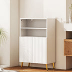 Meuble salle de bain, armoire salle de bain étroit 5 niveaux, portes cannelées à fermeture douce 60 x 31,8 x 93 cm blanc-1