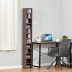 Rangements pour CD et DVD, étagère colonne de rangement, meuble de rangement avec 12 compartiments, capacité max. 204 CD, 21 x 20 x 175 cm, marron-1