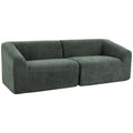 Canapé 3 places en chenille 225 cm, canapé salon rembourré moderne avec assise large, coussin à ressorts, vert foncé-0