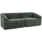 Canapé 3 places en chenille 225 cm, canapé salon rembourré moderne avec assise large, coussin à ressorts, vert foncé-0
