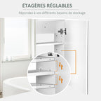 Armoire murale salle de bain avec miroir, 80 x 15 x 60 cm, meuble salle de bain, armoire de toilette avec double portes et étagères réglables, blanc-4