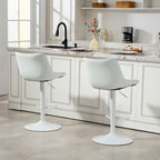 Lot de 2 tabourets de bar, chaises de bar structure en acier hauteur réglable 92-110 cm, dossier repose-pieds blanc-8