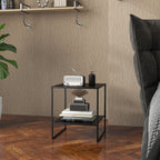 Table basse d'appoint carrée style industriel en métal noir avec une étagère - 40 x 40 x 45 cm noir-9