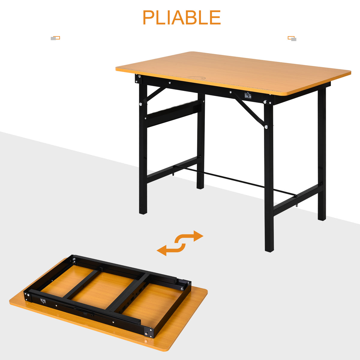 Établi atelier pliant table de travail pliable avec règle et rapporteur MDF table atelier 100 x 60 x 75,5 cm jaune noir-3
