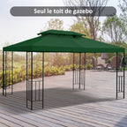 Toile de rechange pour pavillon tonnelle tente 3 x 4 m polyester haute densité 180 g/m² vert-9