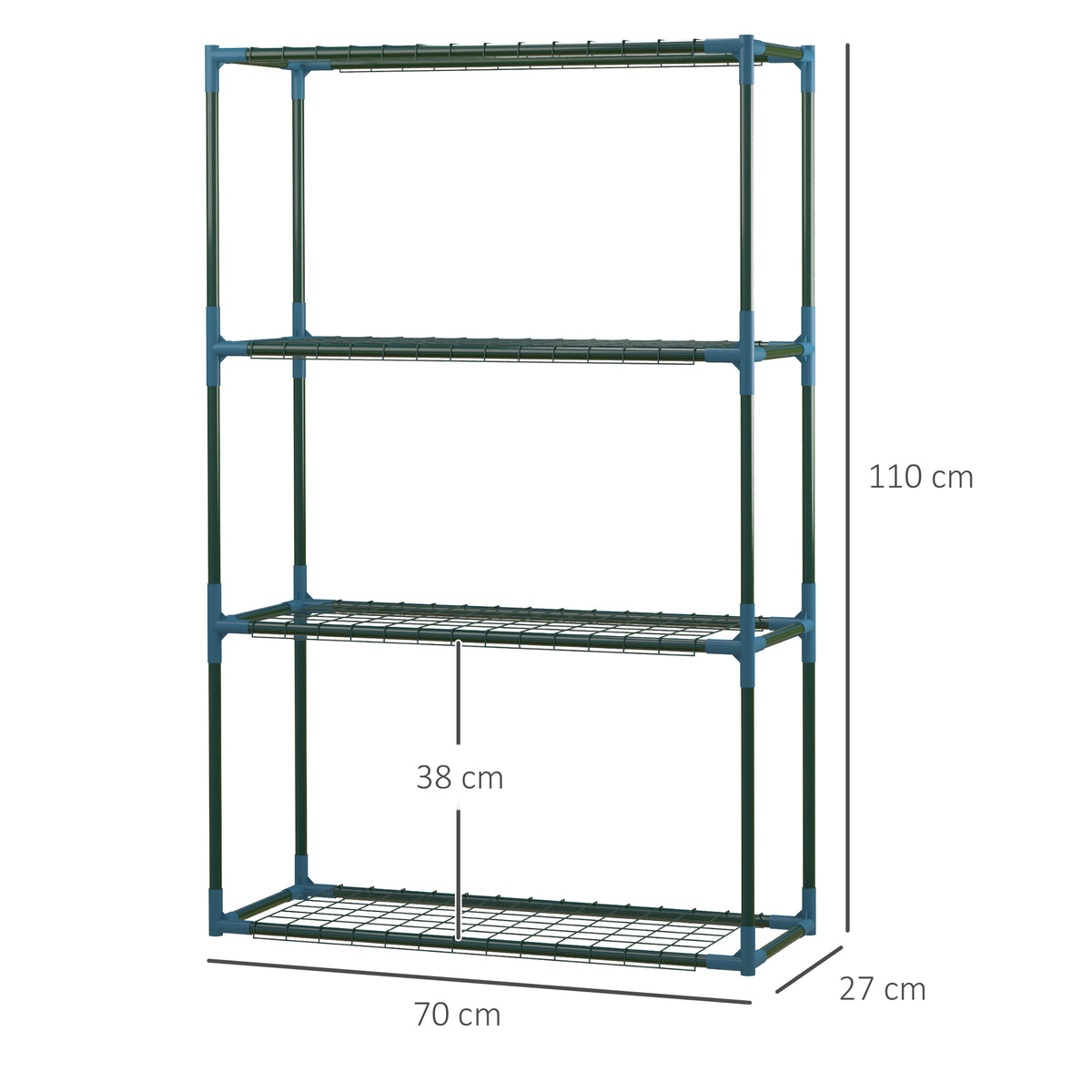 Lot de 2 Étagères à Fleurs en acier 4 Niveaux Intérieur et Extérieur, support de plantes 70 x 27 x 110 cm, vert-2
