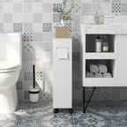 Meuble de rangement toilette salle de bain avec rangement papier toilette sur roulettes - 52 x 17 x 67 cm blanc-7