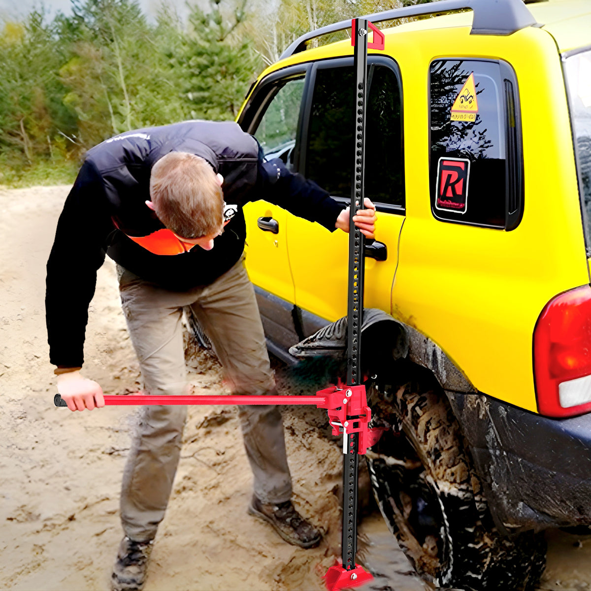 Cric farm jack tout-terrain ATV 4x4, cric pour voiture véhicule charge max. 3000 kg, hauteur de levage 11-135 cm, rouge-1