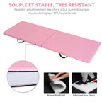 Tapis de gymnastique yoga pilates fitness pliable portable grand confort 180L x 60l x 5H cm revêtement synthétique rose-6