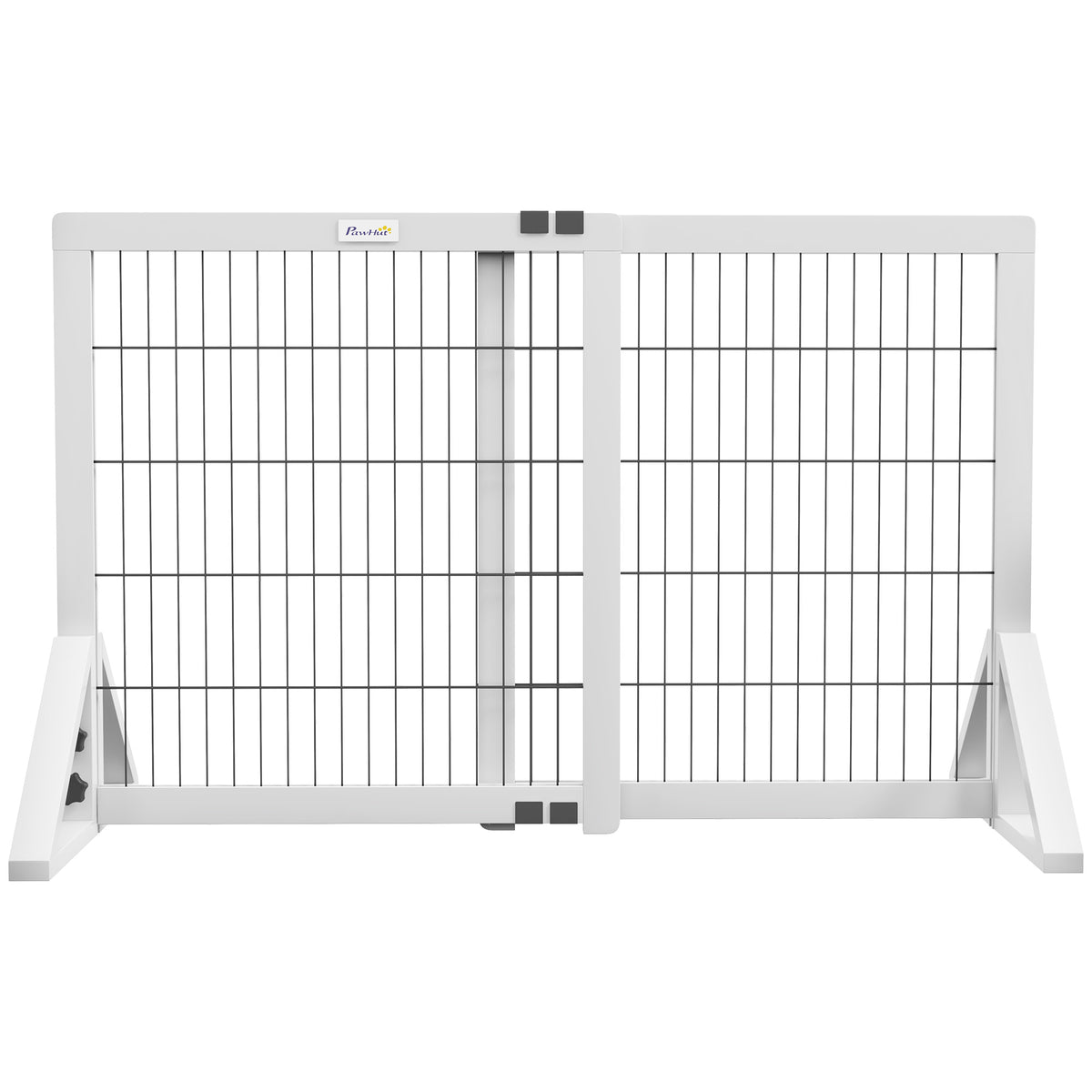 Barrière de sécurité pour chien barrière de protection à 2 panneaux largeur réglable 63-106 cm en bois acier blanc-0