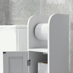 Meuble de salle de bain support papier toilette avec placard et étagères réglables 20 x 20 x 80 cm blanc-8