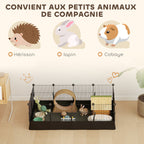 Enclos pour petits animaux, cage à lapin modulable 12 panneaux avec tapis étanche, en acier, 120 x 60 x 40 cm, noir-5
