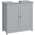 Meuble salle de bain sous lavabo - meuble sous-vasque - placard 2 portes avec étagère 60L x 30l x 60H cm - en bois Gris-0