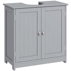 Meuble salle de bain sous lavabo - meuble sous-vasque - placard 2 portes avec étagère 60L x 30l x 60H cm - en bois Gris-0