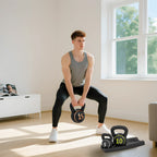 Lot de 3 kettlebells 2,2, 4,5 et 6,8 kg poignée antidérapante entraînement sport fitness avec plateau de rangement noir-6