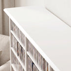 Meuble de rangement 1032 CDs / 594 DVDs, étagère multimédia, 24 compartiments et 18 étagères ajustables, blanc-9