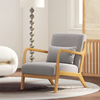 Fauteuil lounge - 3 coussins inclus - assise profonde - accoudoirs - structure bois hévéa - velours givré gris-9